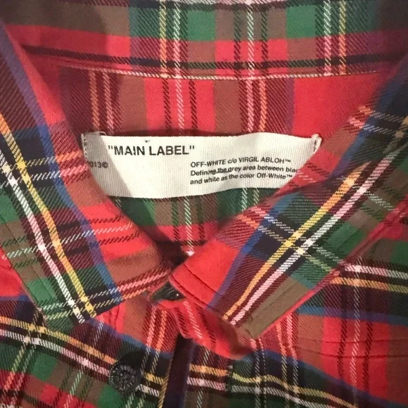 Off-White Red Plaid Shirt with White Label